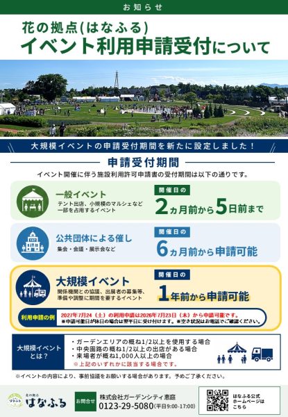 花の拠点（はなふる）利用申請の受付について